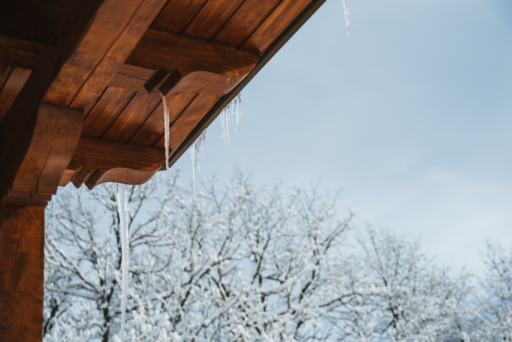 Icy roof and gutters